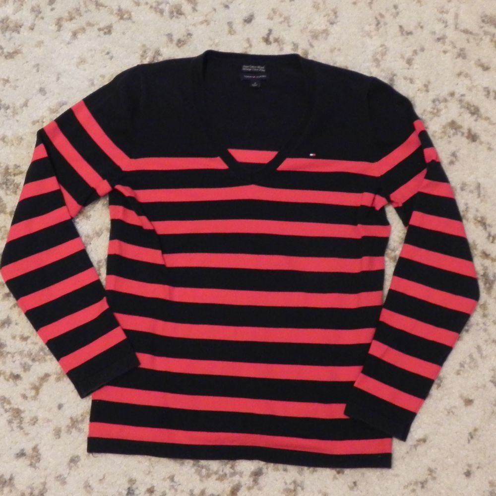 Tommy Hilfiger red blue striped blouse
